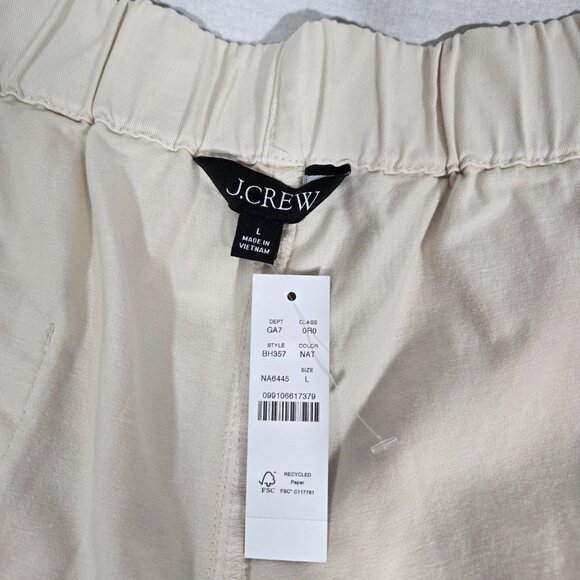 J.CREW Astrid NATURAL Elastic Waistband Hi-Rise Wide Leg Crop Chino Pant Size L. - Picture 11 of 17